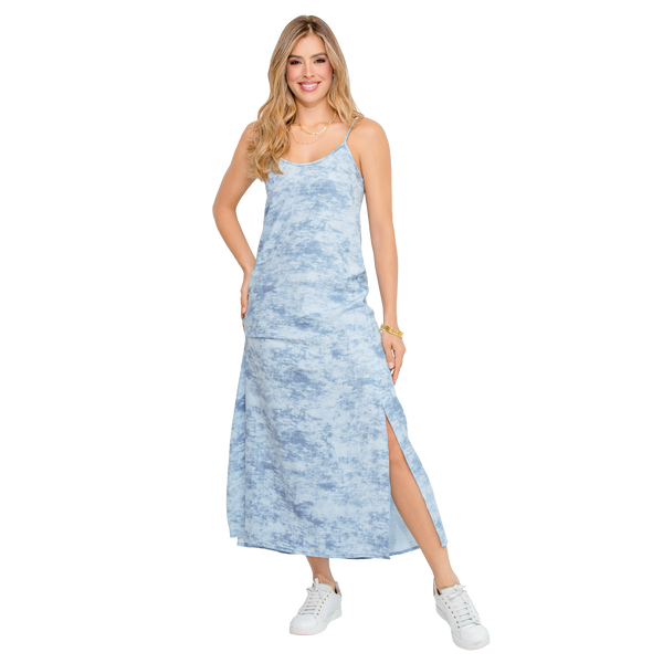 Vestido Tie Dye Azul Semiajustada