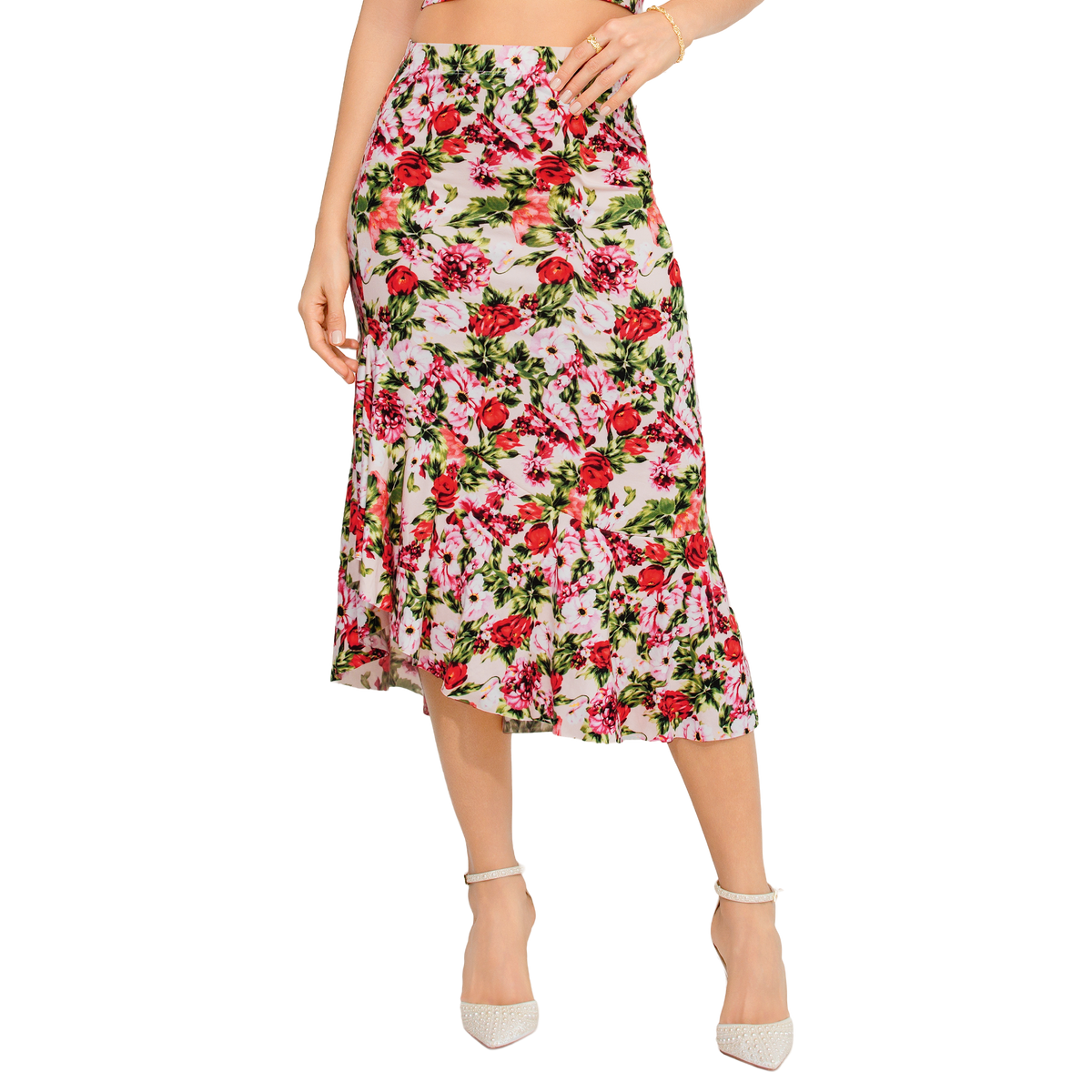 Falda Flores Semiajustada