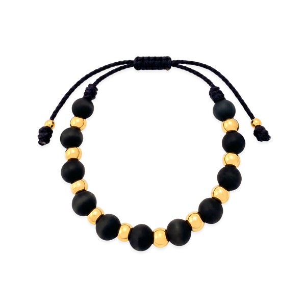 Pulsera Ajustable Cuentas Negras y Doradas