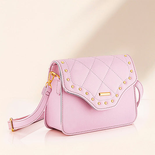 Bolso en material tipo cuero rosado