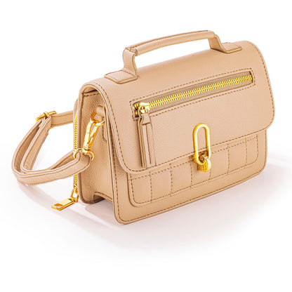 Bolso en material tipo cuero - beige