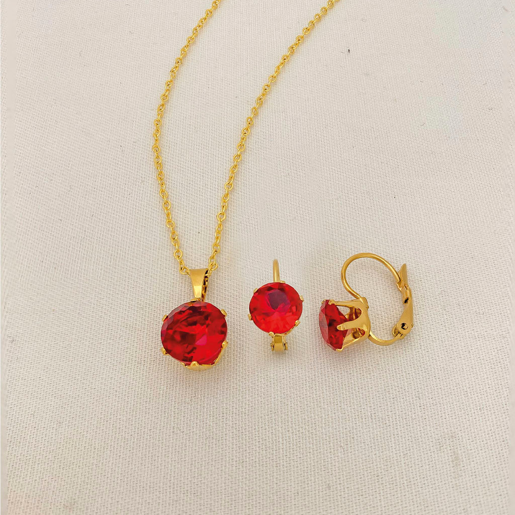 JUEGO ACERO, ROJO CON DORADO