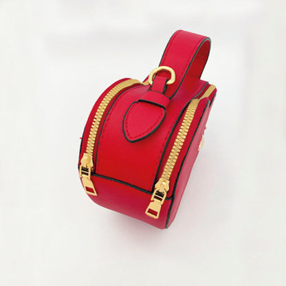 Bolso Material Tipo Cuero- Corazon Rojo