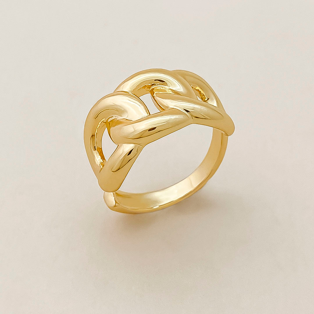 Anillo baño de oro, dorado-ajustable