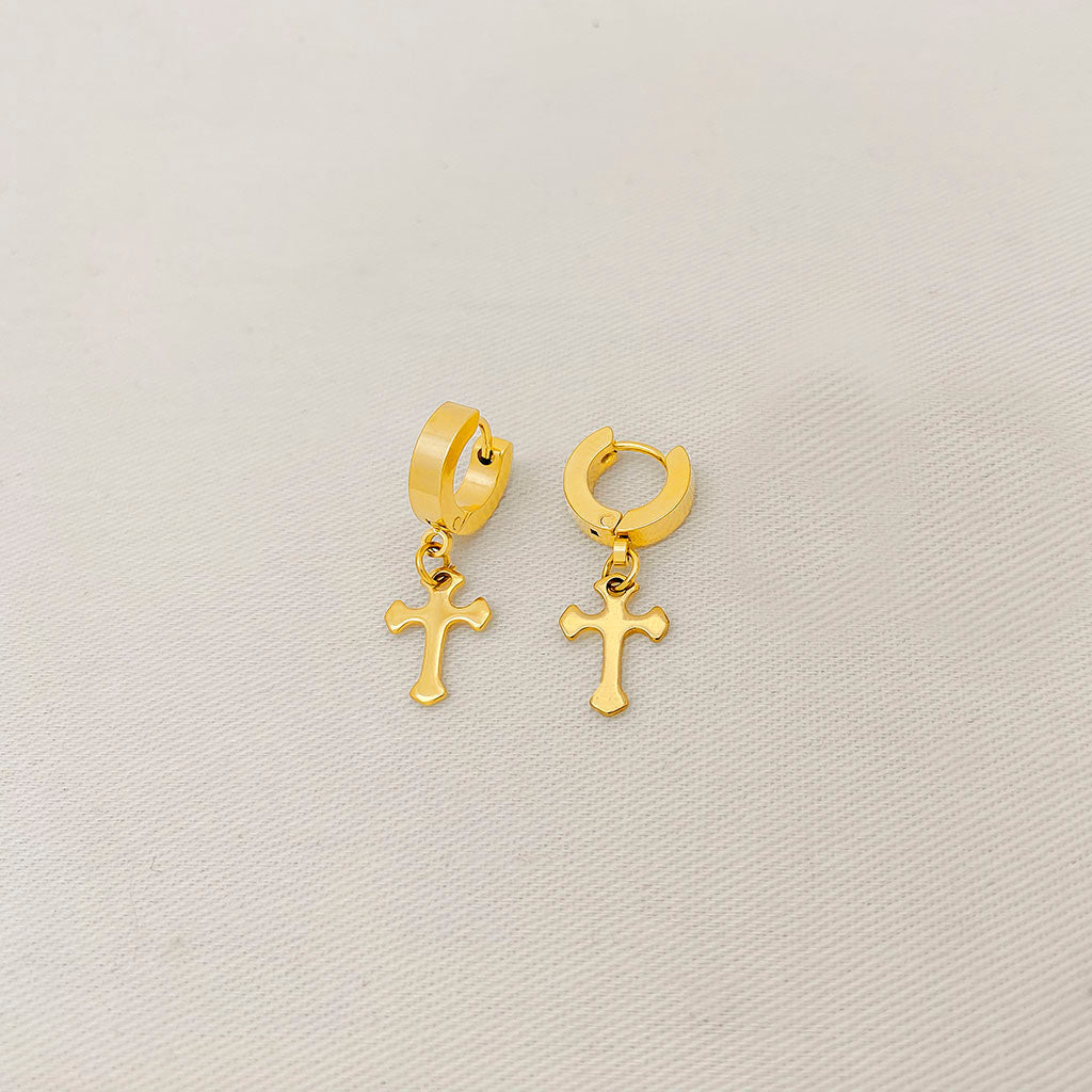 ARETES ACERO DORADO, UNISEX