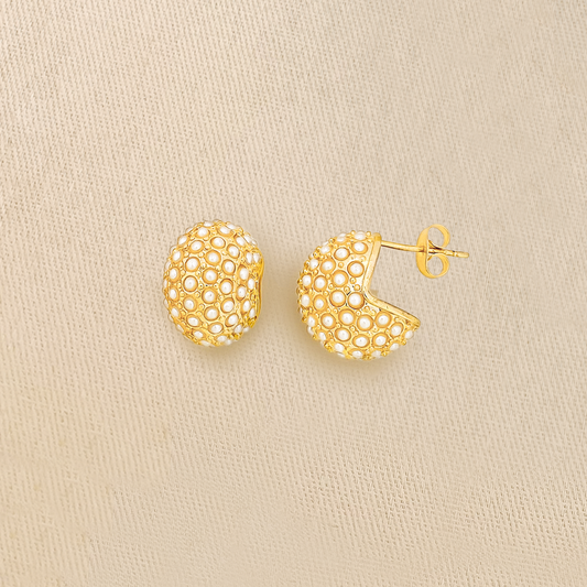 Candongas Doradas Con Perlas