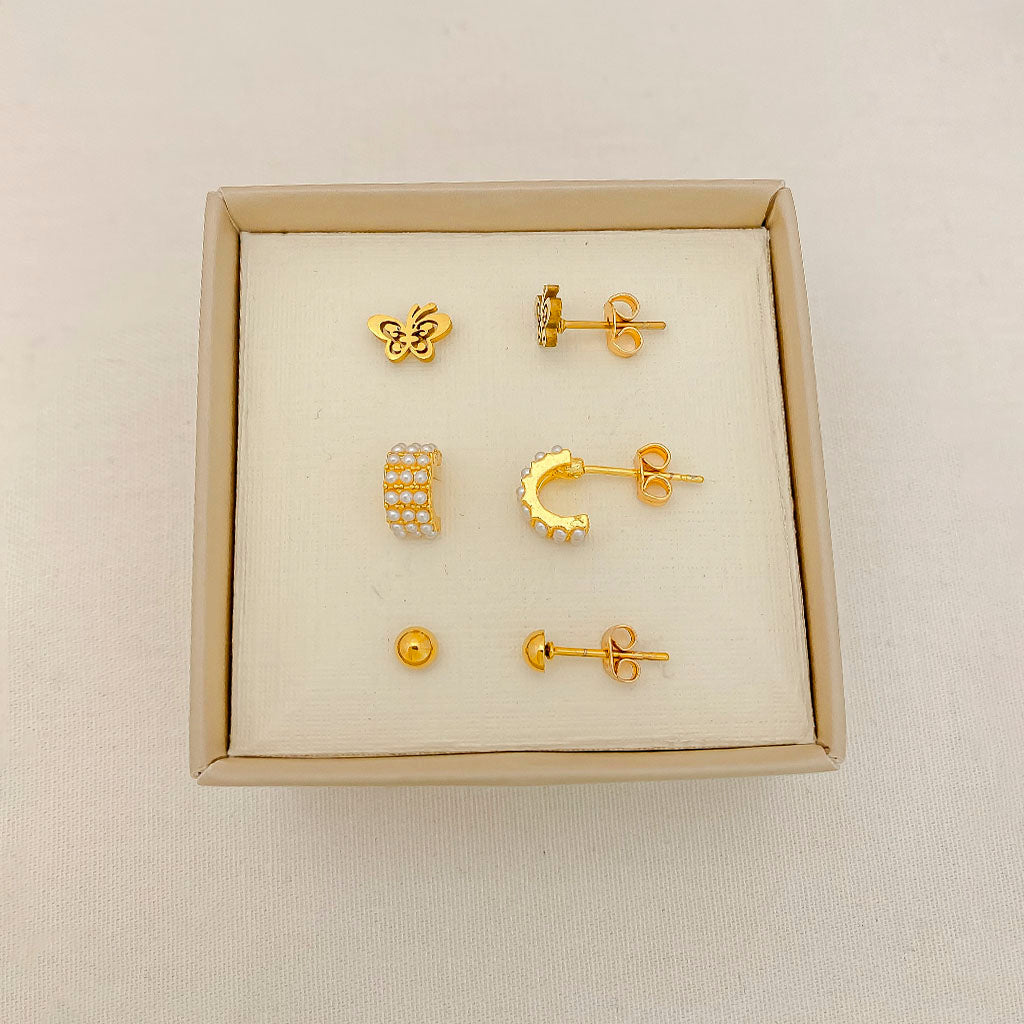 SET ARETESX3 ACERO,    DORADO -