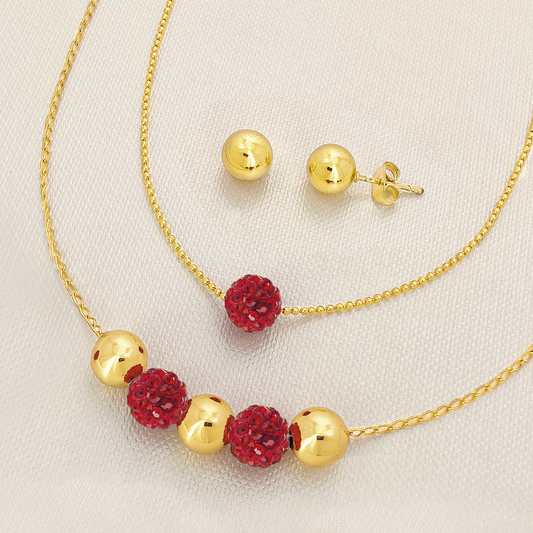 Juego Baño Oro,  Rojo