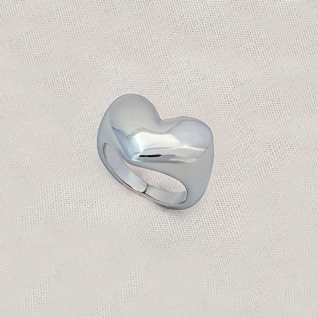 ANILLO CORAZON BAÑO DE PLATA - AJUSTABLE