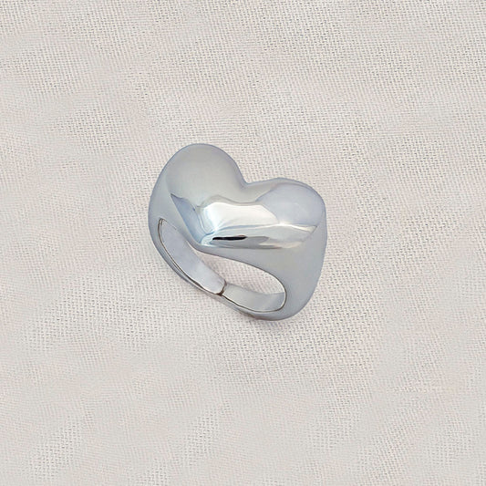 ANILLO CORAZON BAÑO DE PLATA - AJUSTABLE
