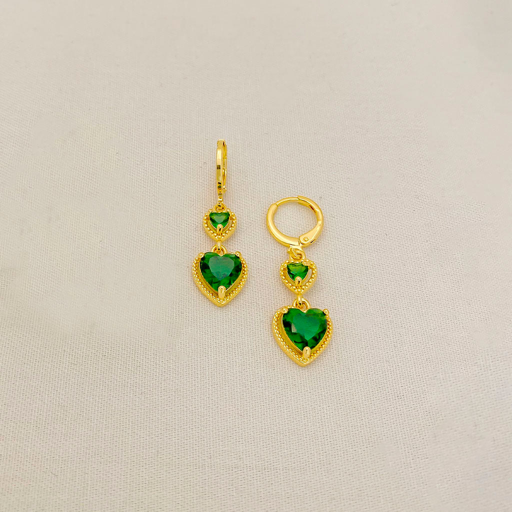 ARETES BAÑO ORO,    VERDE -