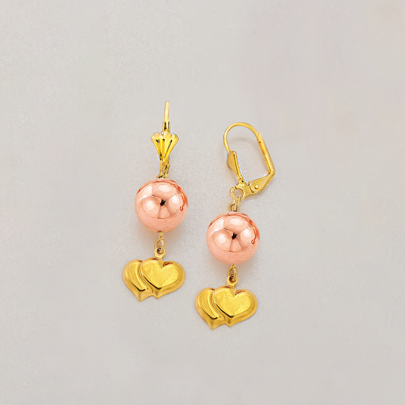 Aretes Baño Oro Corazon