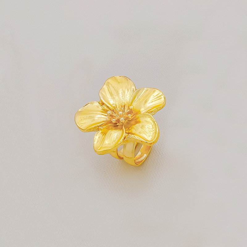 Anillo Cover Gold Flores Ajustable