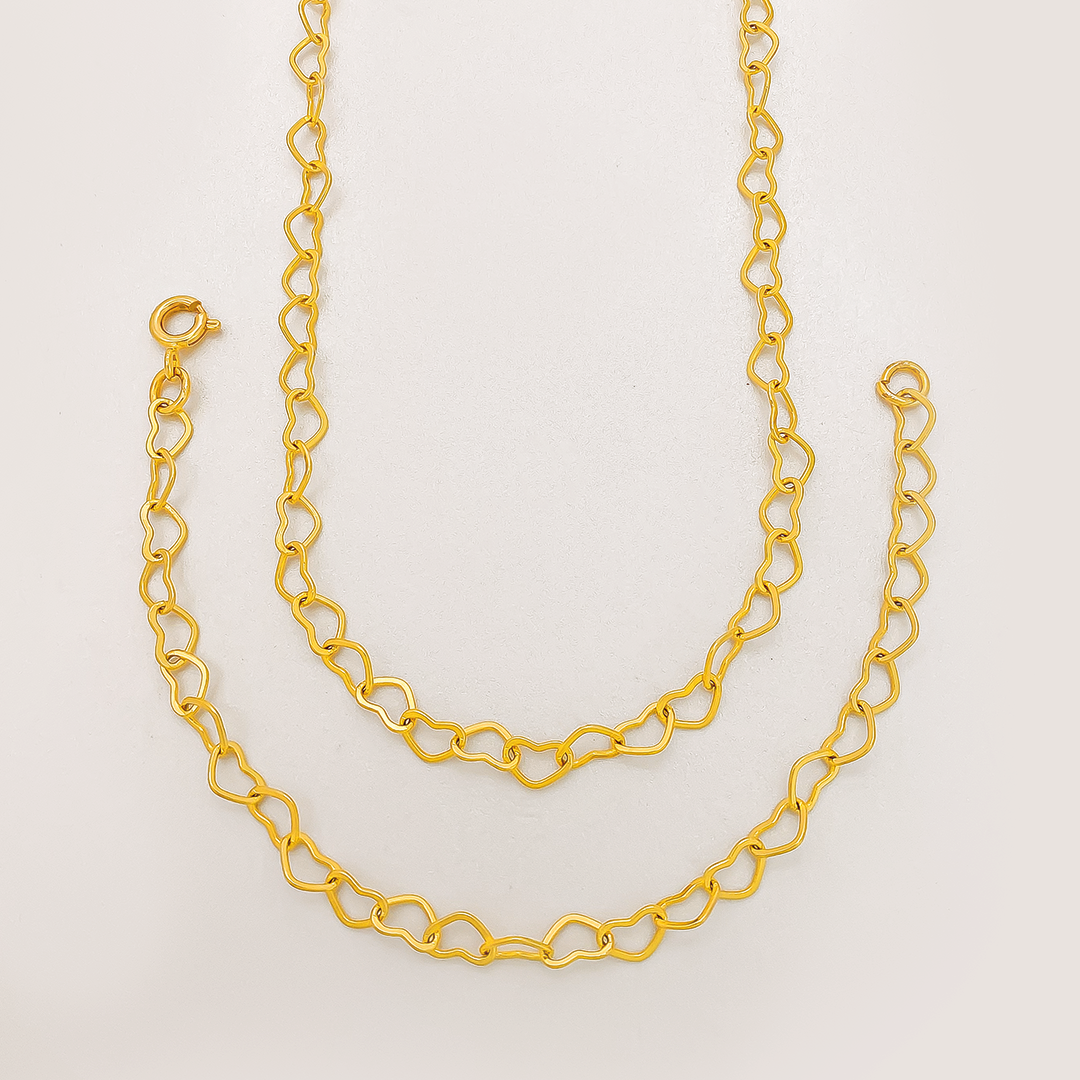 Set X 2: Collar Mas Pulsera En Baño De Oro