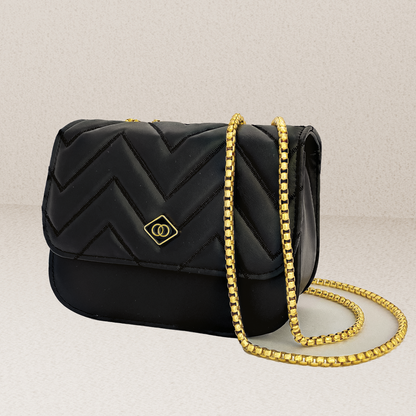 Bolso En Material Tipo Cuero Negro