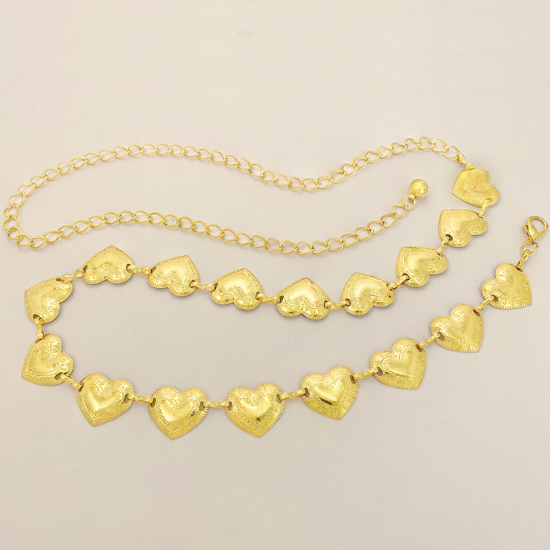 Cinturon De Corazon En Baño Dorado