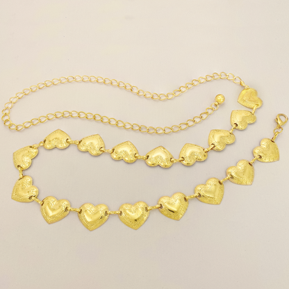 Cinturon De Corazon En Baño Dorado