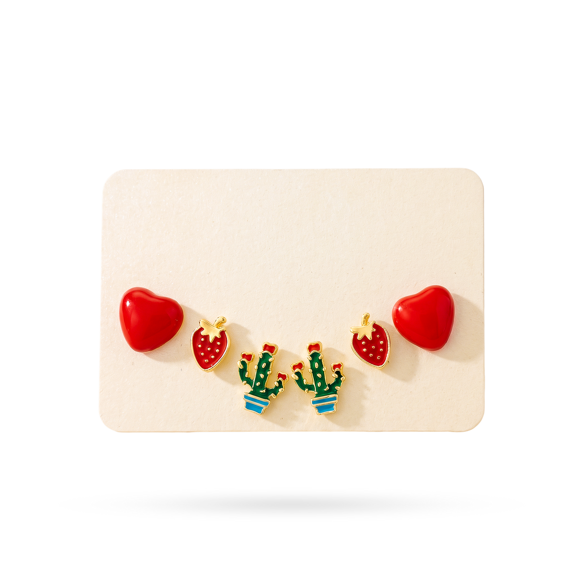 Set de Aretes Rojos en Cover Gold