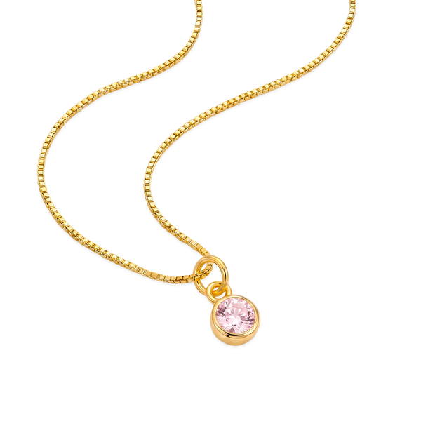 Collar Dorado Dije Piedra Rosa