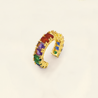 Anillo Con Cristales Ajustable En Cover Gold
