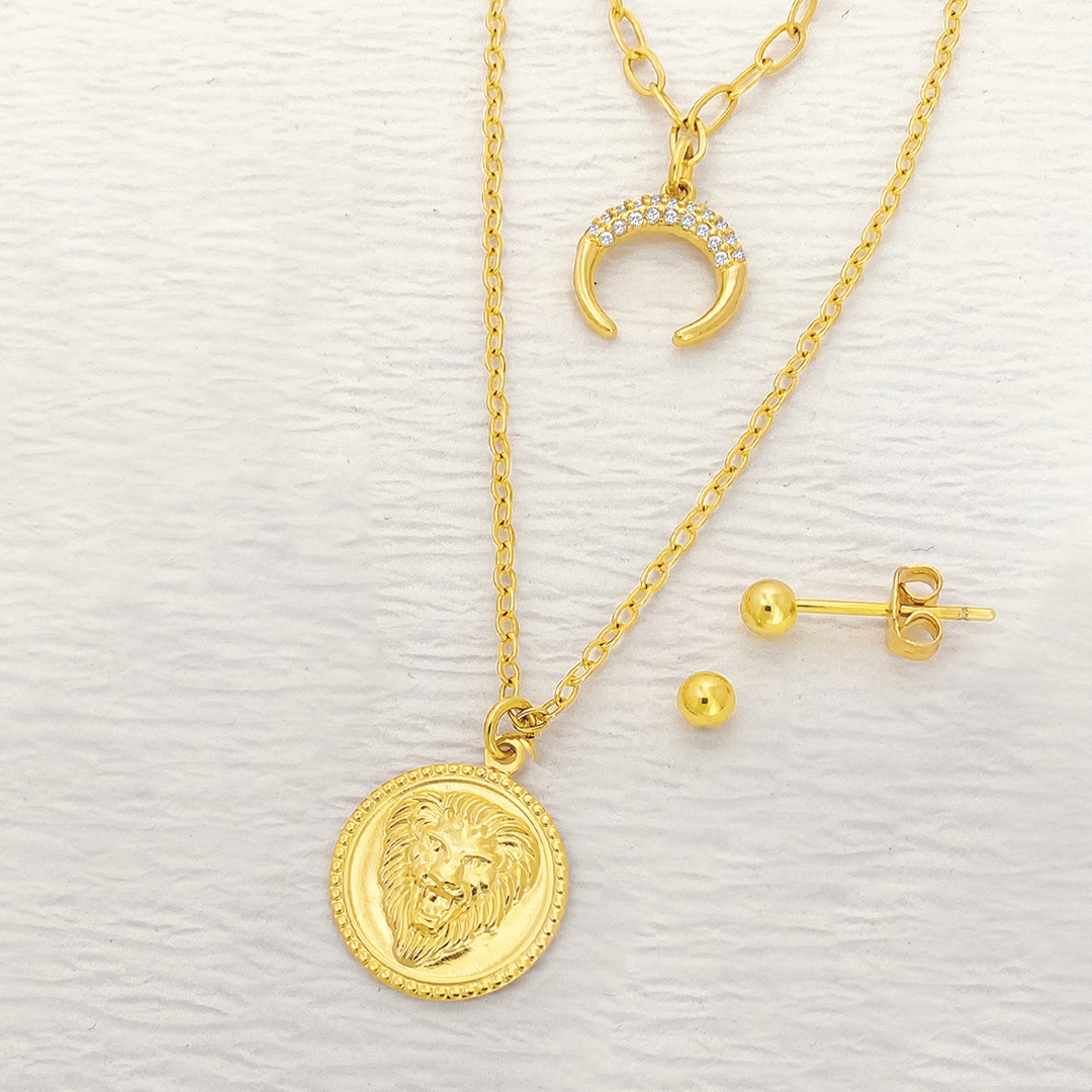 Collar Doble En Cover Gold