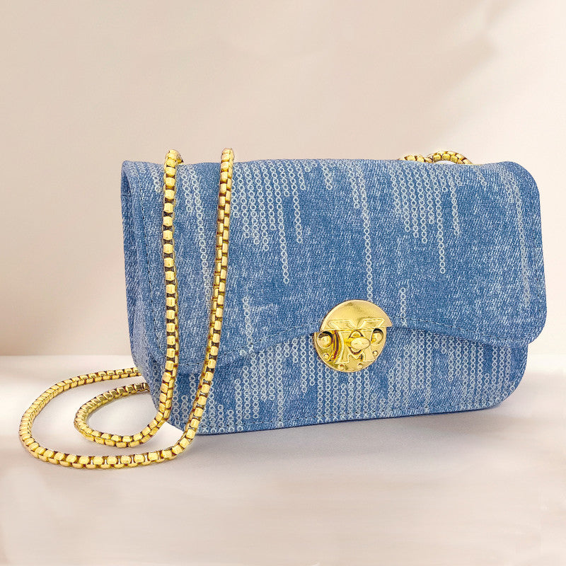 Bolso Azul en Material Tipo Cuero