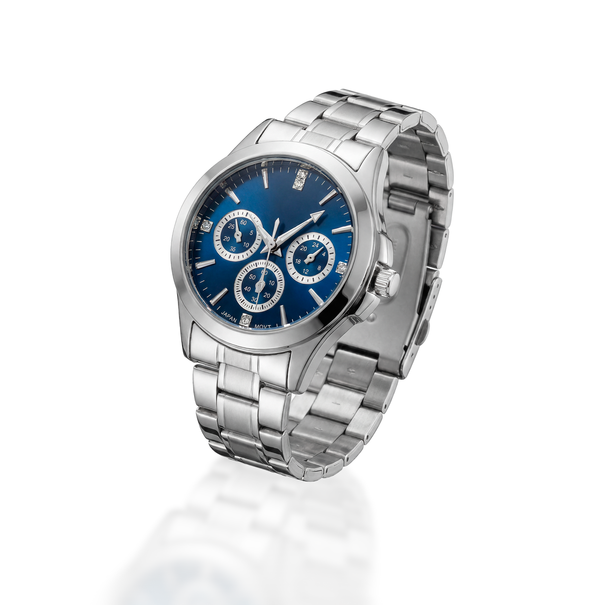 Reloj Plateado Esfera Azul