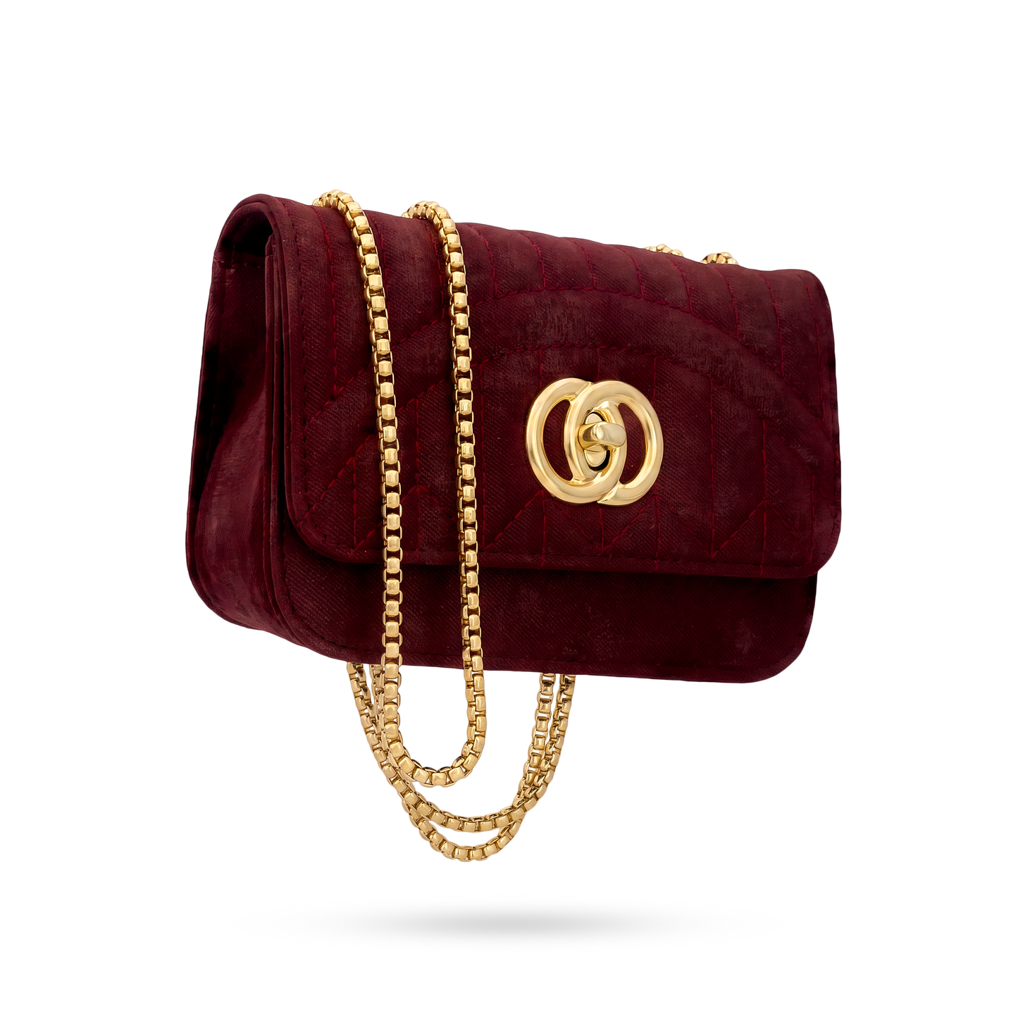 Bolso Vino Tipo Bandolera con Cadena Dorada