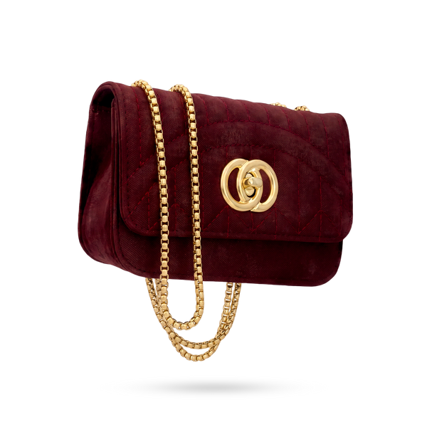Bolso Vino Tipo Bandolera con Cadena Dorada