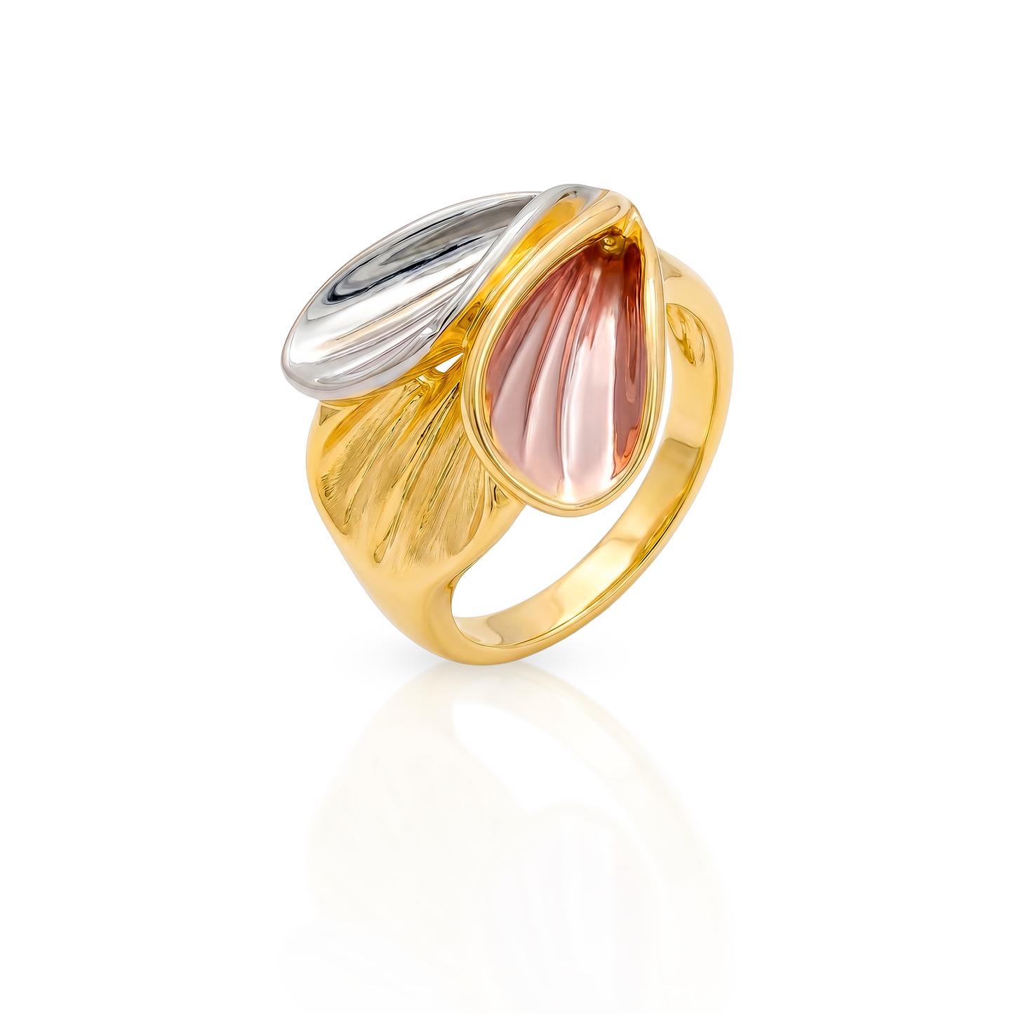 Anillo Ajustable Tres Tonos de Diseño Ondulado