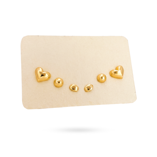 Set X3 Topos Dorados de Esfera, Corazón y Rombo