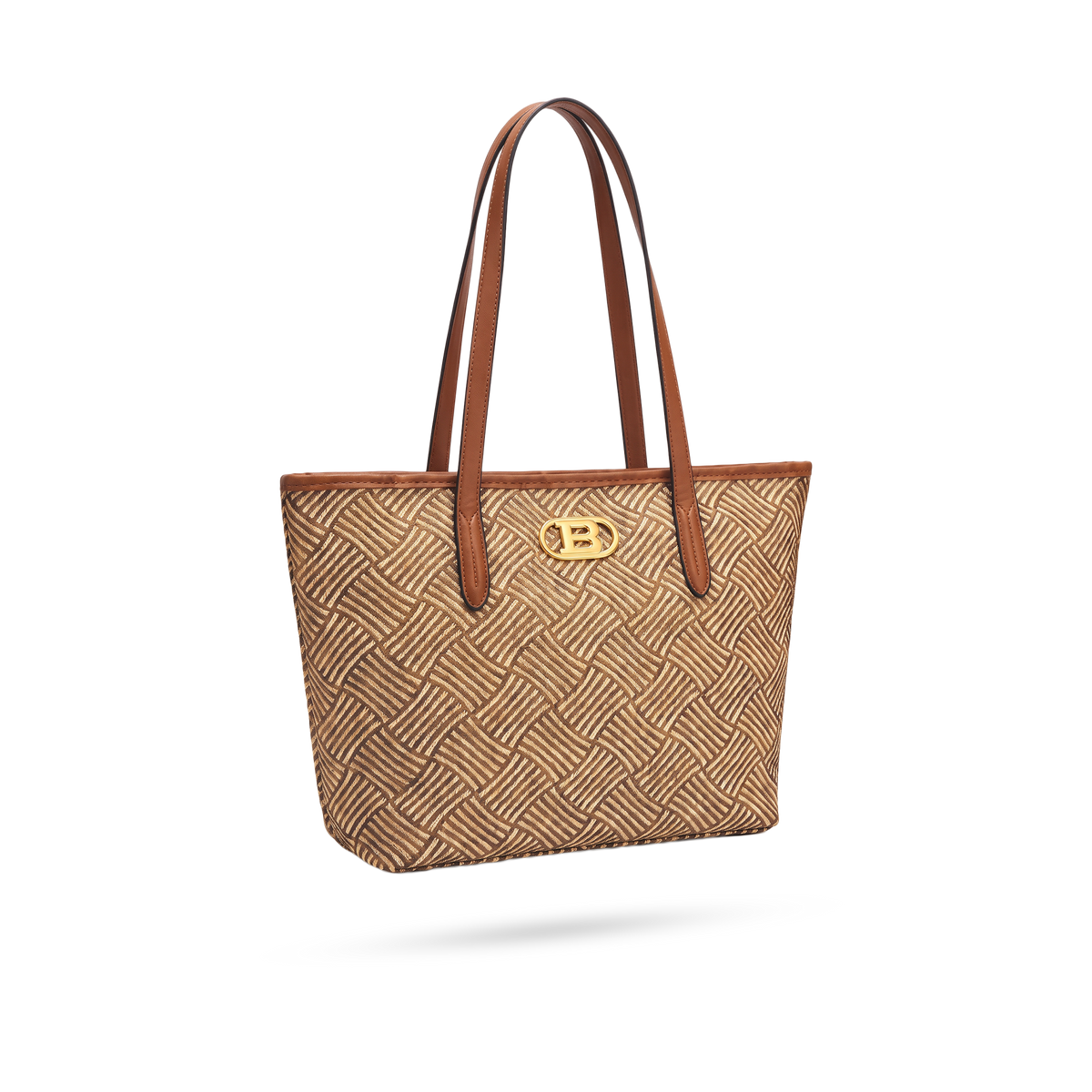 Bolso Tote Café Tejido con Asas Largas