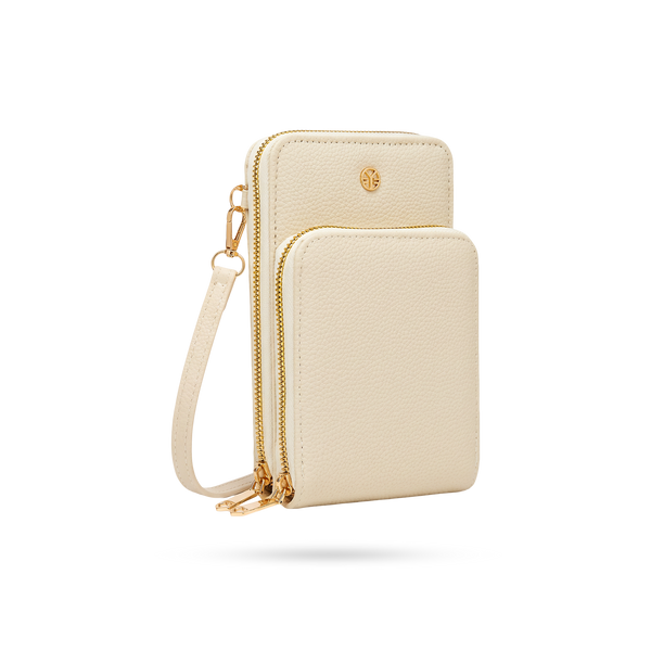 Bolso Beige Porta Celular con Correa