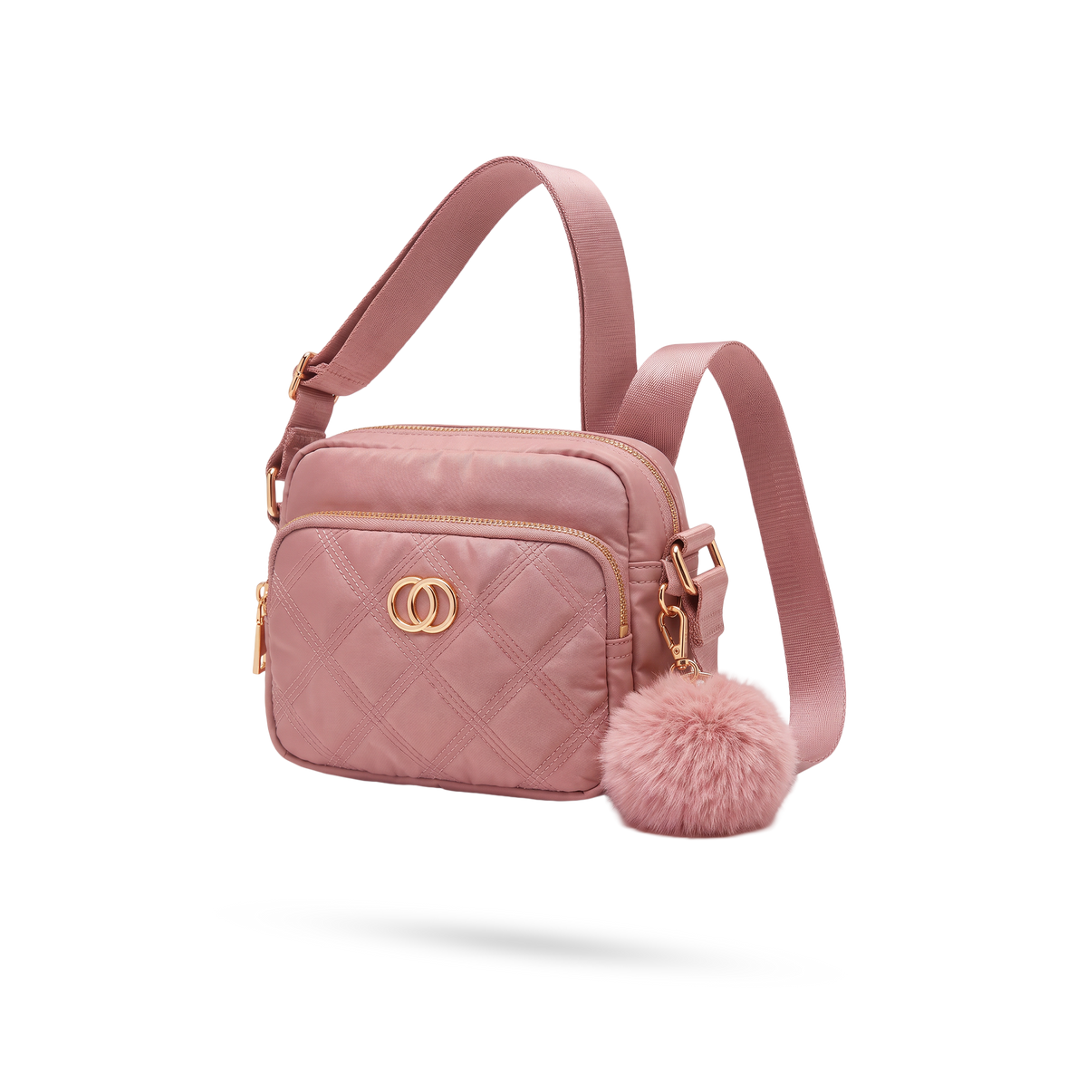 Bolso Rosa Palo Acolchado con Pompón