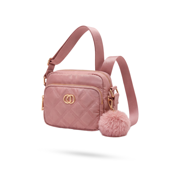 Bolso Rosa Palo Acolchado con Pompón