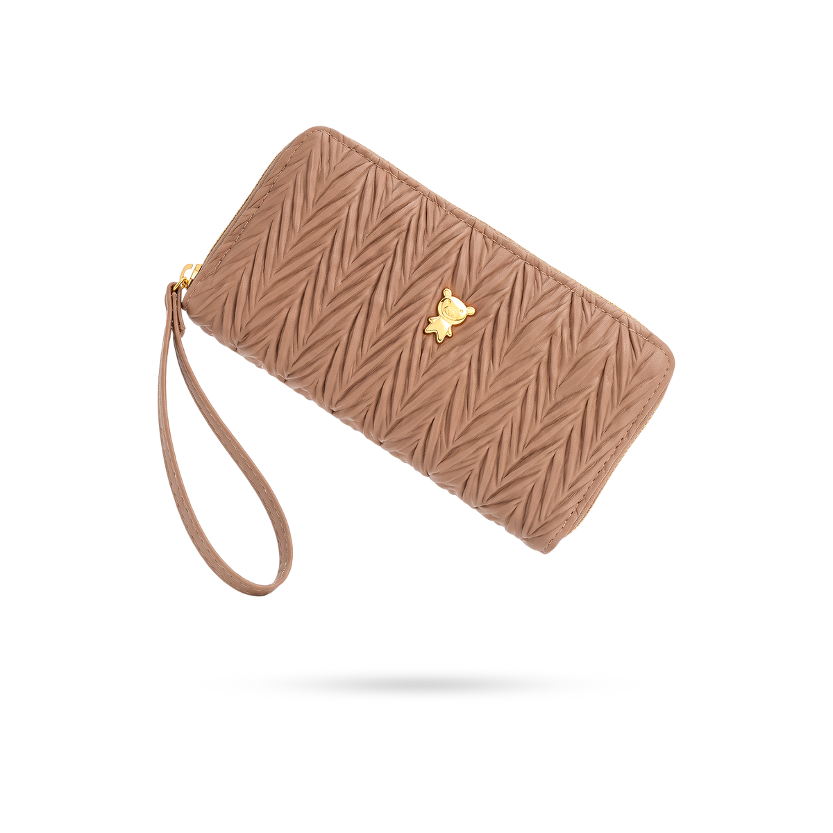 Billetera Larga Camel con Correa de Mano