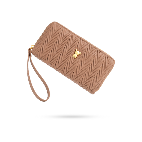 Billetera Larga Camel con Correa de Mano