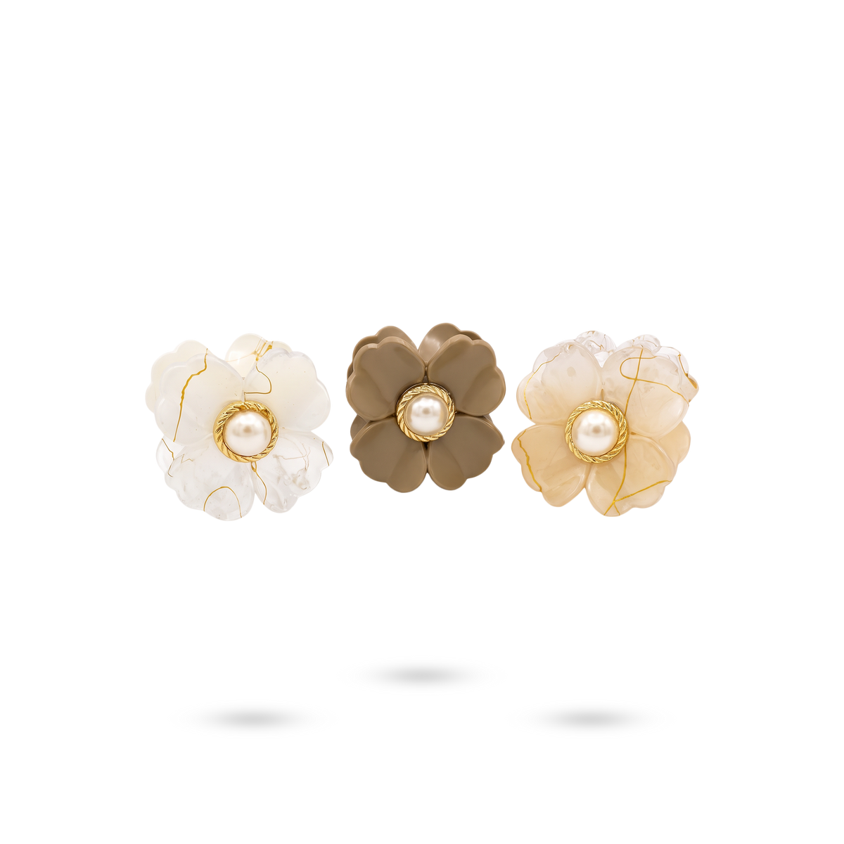 Set X3 Ganchos para Cabello de Flor con Perla Central