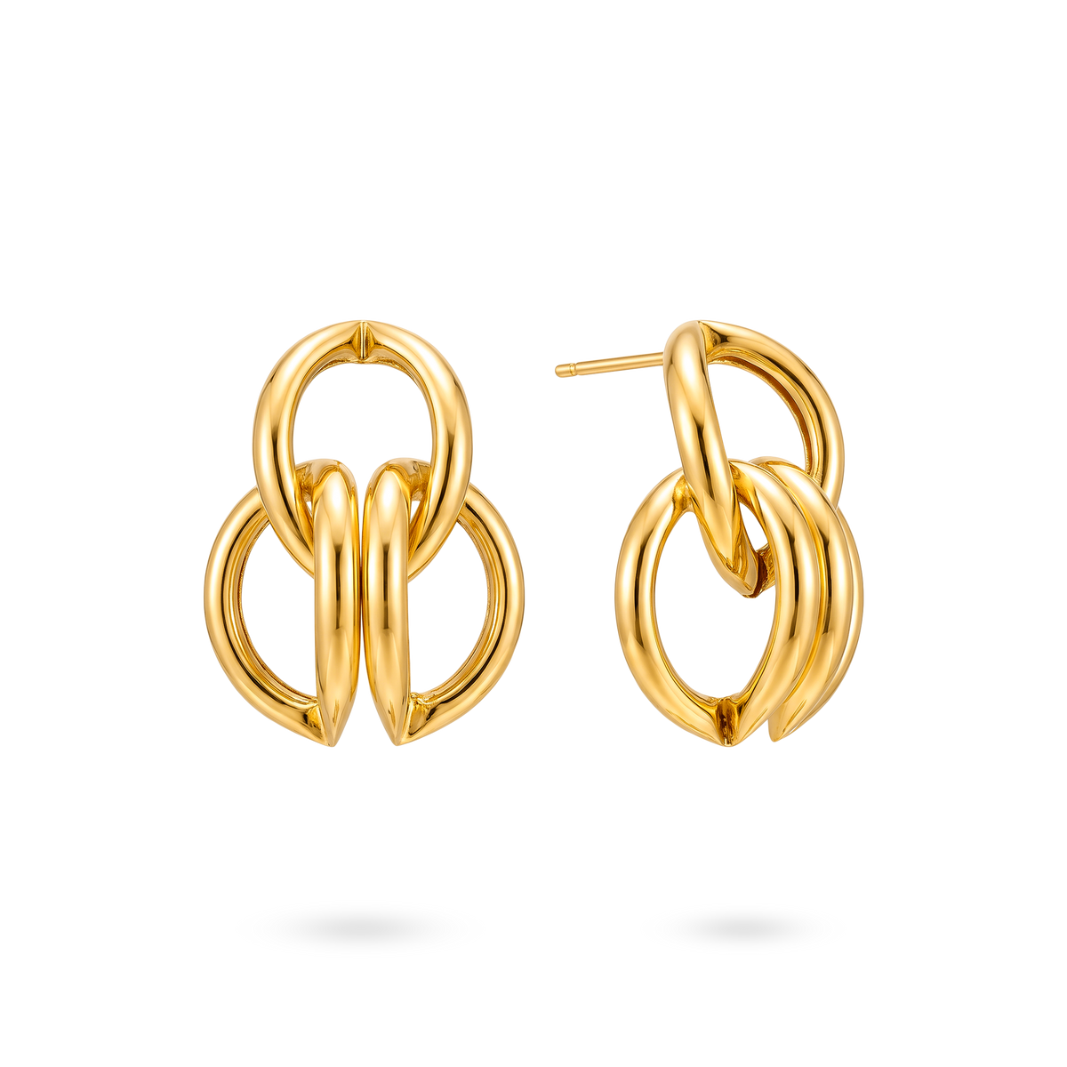 Aretes Dorados Eslabones Entrelazados