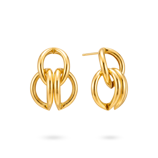 Aretes Dorados Eslabones Entrelazados