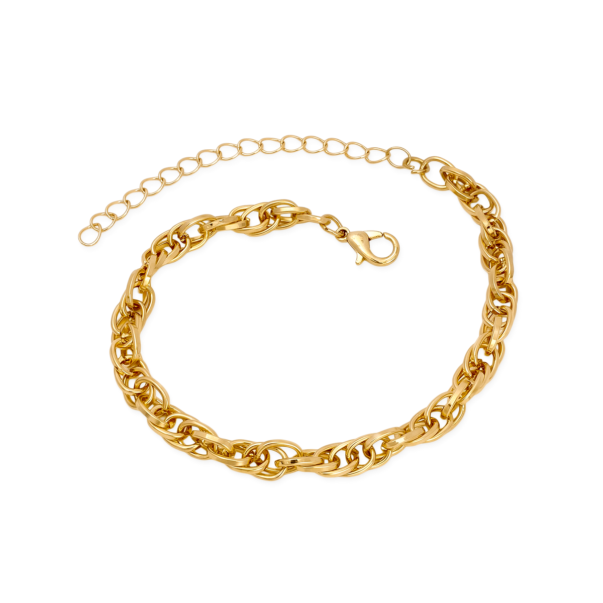 Set X3 Pulseras Doradas: Trenzada, Banda Ancha y Cadena Gruesa