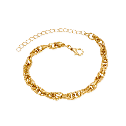 Set X3 Pulseras Doradas: Trenzada, Banda Ancha y Cadena Gruesa