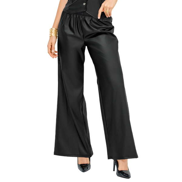 Pantalón Negro Semiajustada Cuerina