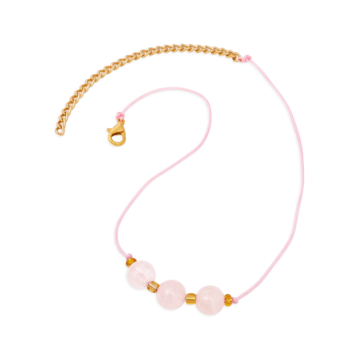 Collar Cordón Rosa con Cuarzos