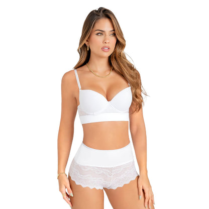 Panty en microfibra y encaje - blanco