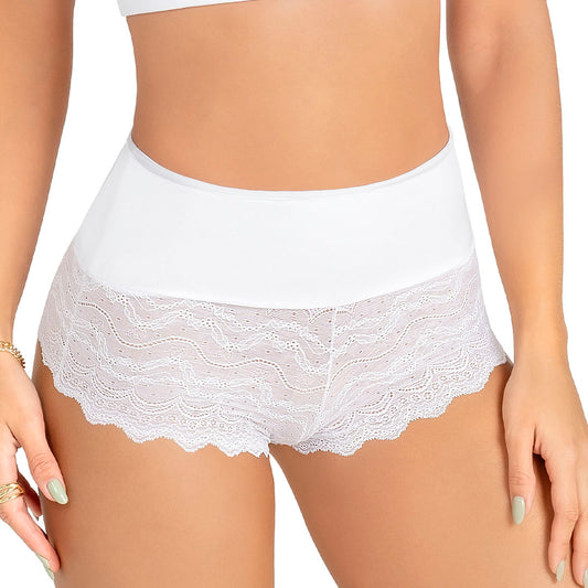 Panty en microfibra y encaje - blanco
