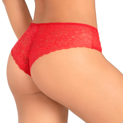 Panty en microfibra y encaje - rojo
