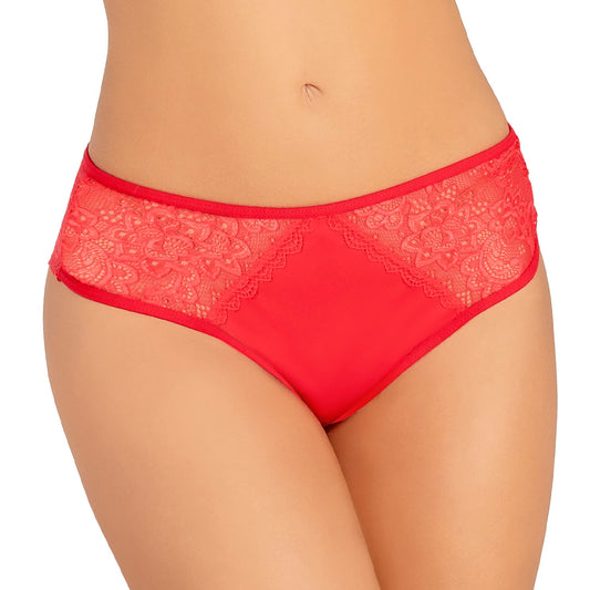 Panty en microfibra y encaje - rojo