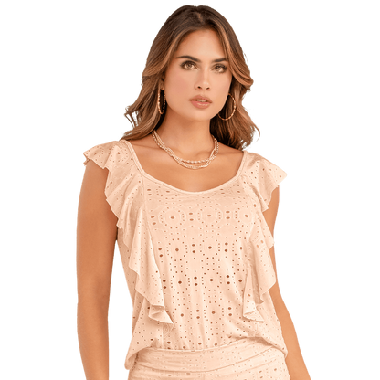 Blusa En Ojalillo Tejido De Punto