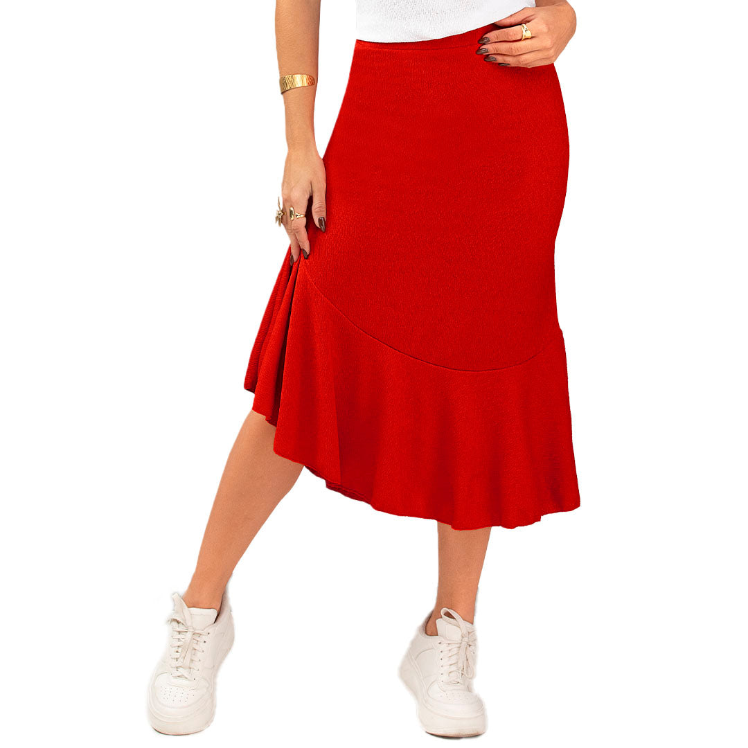 FALDA EN TEJIDO DE PUNTO CON TEXTURA, SILUETA SEMIAJUSTADA